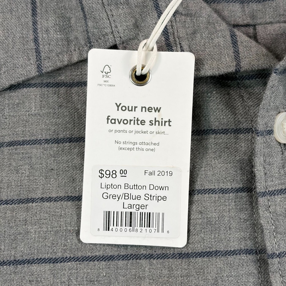 Marine Layer Lipton Shirt Men Larger Grey Blue Stripe Long Sleeve NWT $98 - Picture 4 of 10